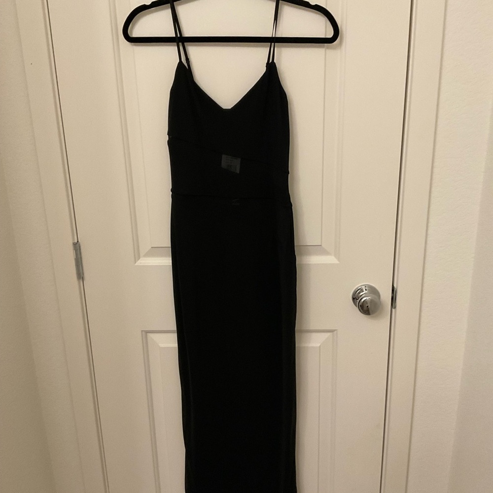 AFRM Black Maxi Dress with Sheer Cutouts